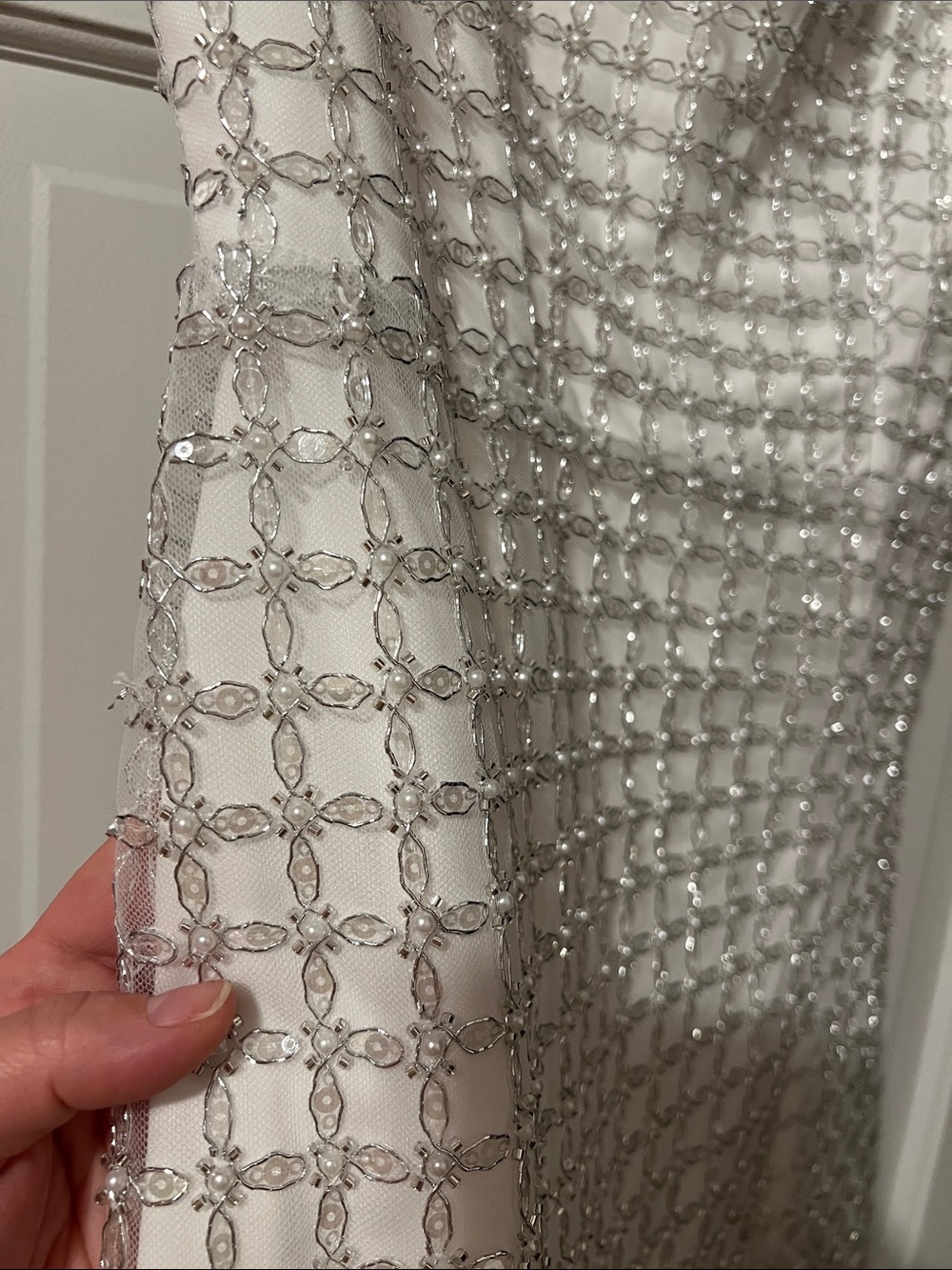 Altar'd State Mateo Fit Flare Mini White Beaded Square Neck Sheath Dress Medium - Picture 5 of 9